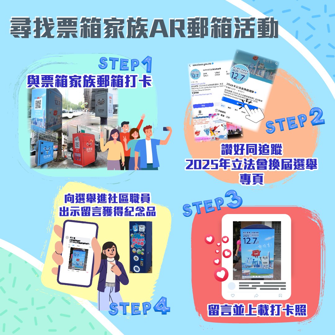 2025年立法會換屆選舉 - 【🎁 #尋找票箱家族AR郵箱活動 📪人人有獎🎁】 呢排好多朋友仔出街見到我哋 #票箱家族 嘅 #郵箱 📪都影相 ...