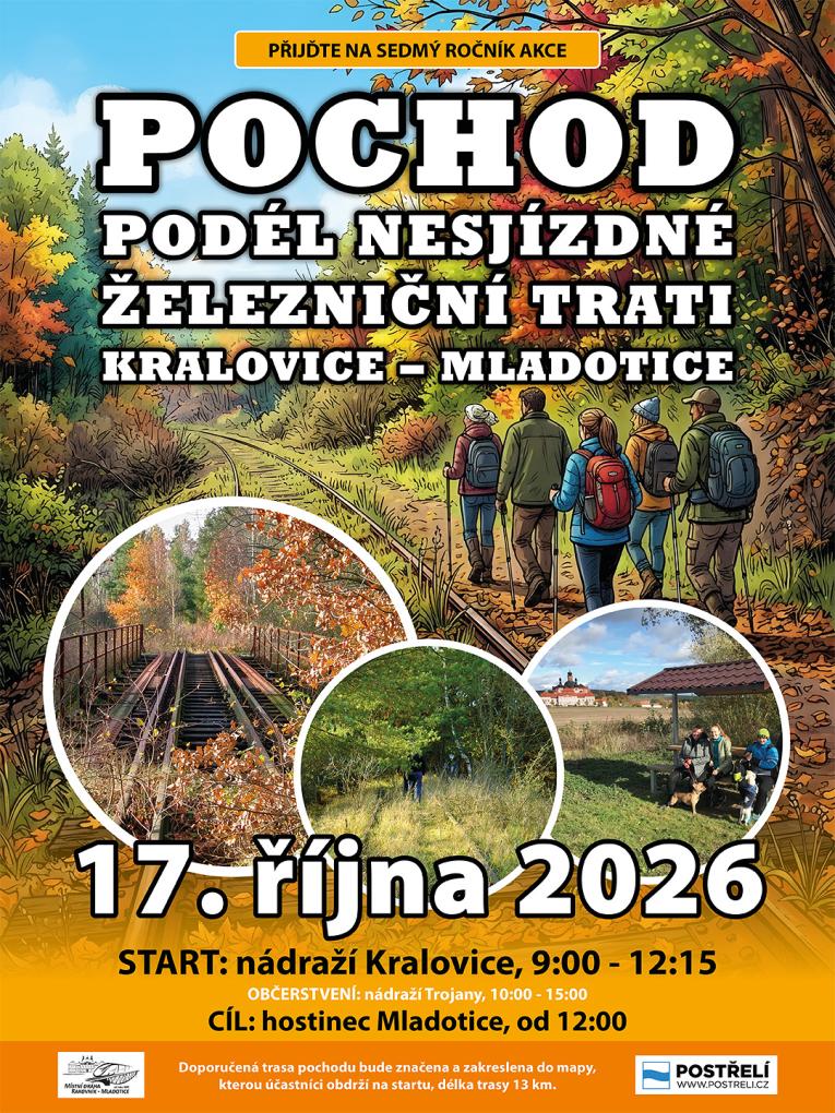 Pochod podél nesjízdné železniční trati Kralovice - Mladotice