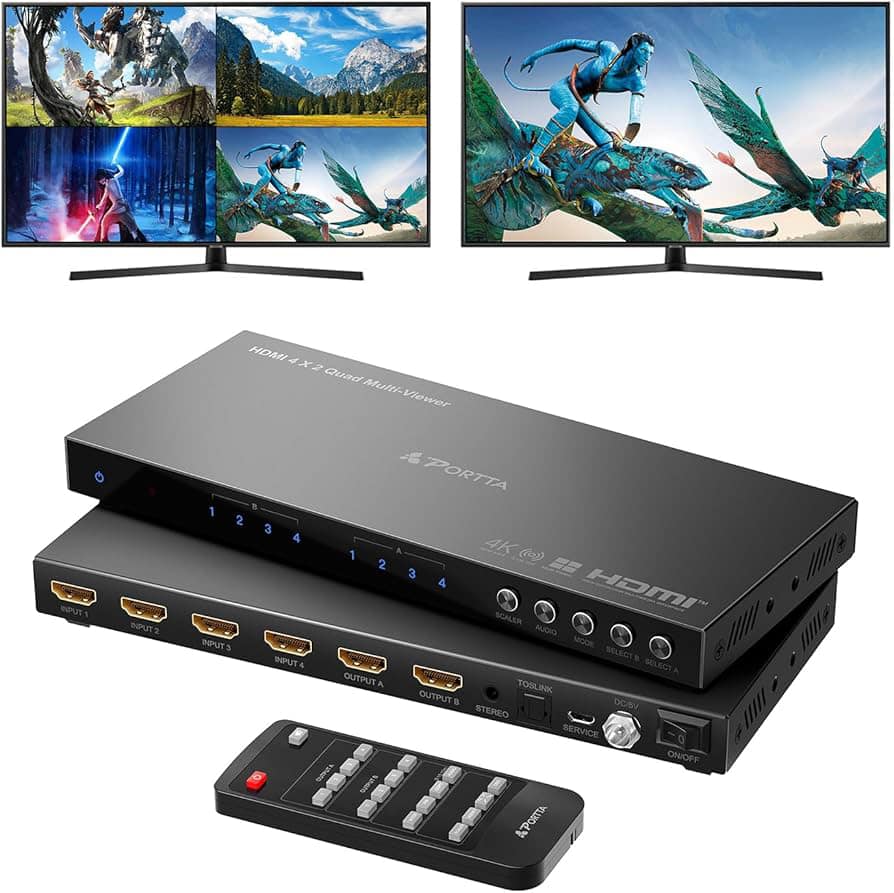 LiNKFOR Commutateur Audio Stéréo 4 Ports 3.5mm - Sélecteur 1 Vers 4 Ou 4 Vers 1 Avec Câble Et Contrôle Volume