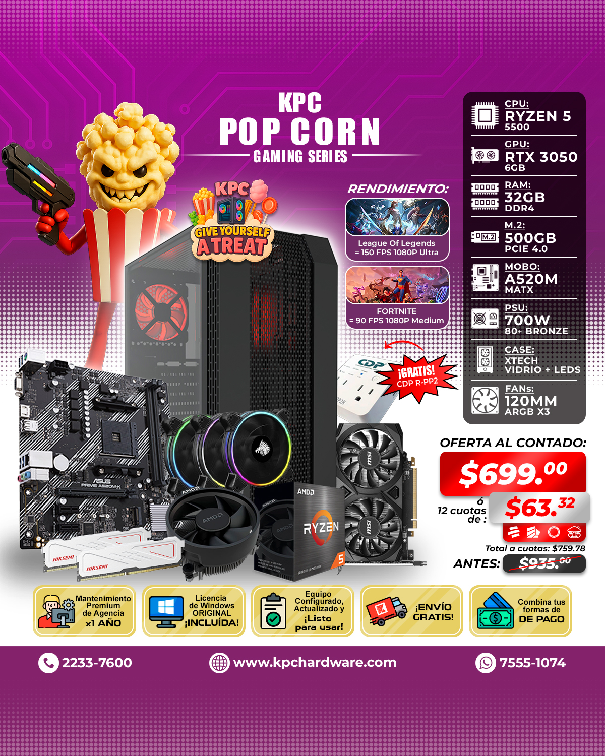 KPC - 🍿MICROPROCESADOR: AMD RYZEN 5 5500 / 4.2GHZ / 6 NÚCLEOS / 12 ...