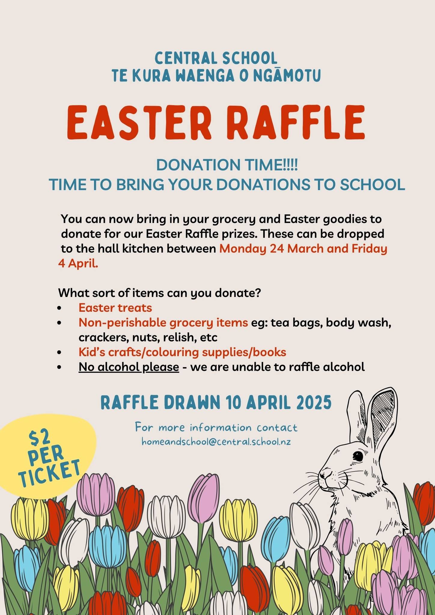 Central - 🐰 EASTER RAFFLE 🐰 Ticket sheets have been sent home to each ...