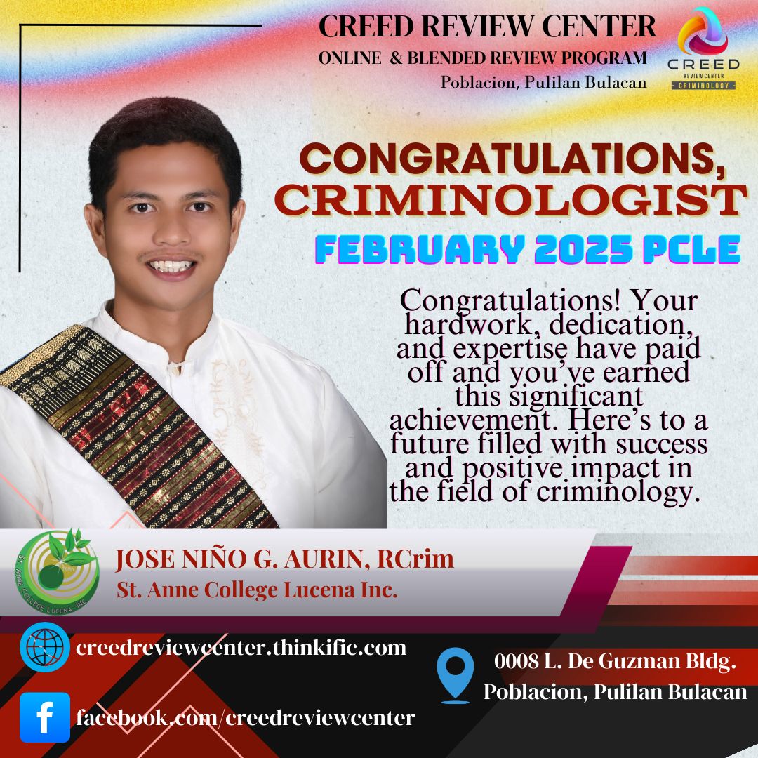 CREED Criminology - Congratulations on Passing the February 2025 ...