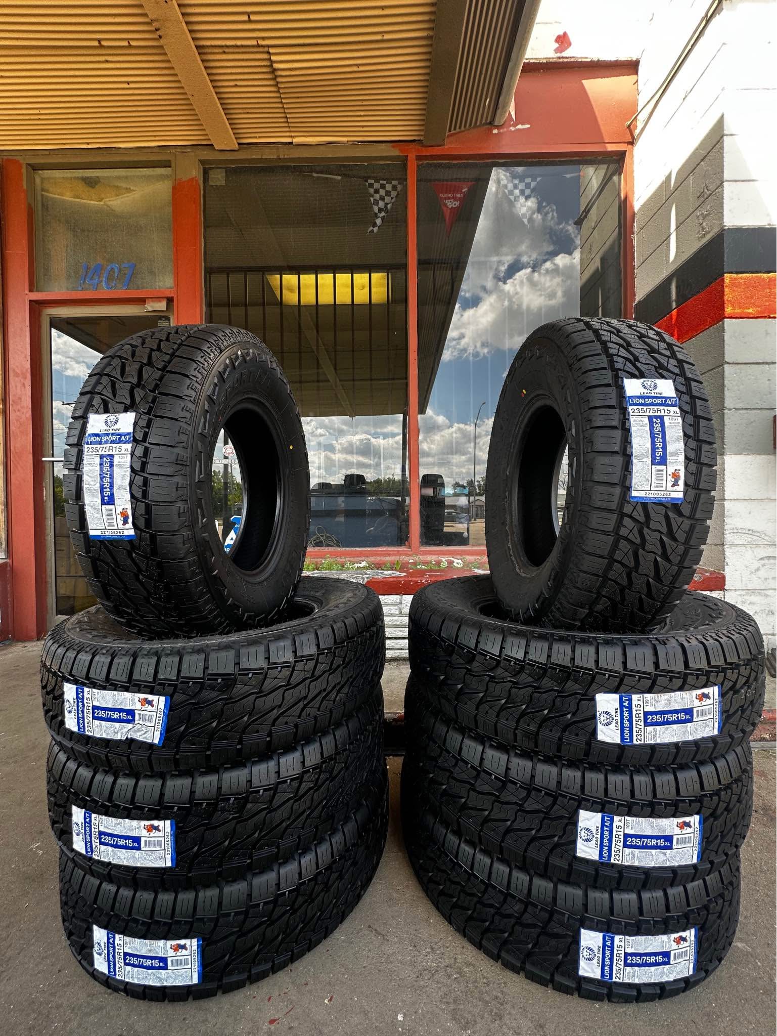 NEW TIRES 235/75/15 LIONSPORT A/T 4 PLY TIRES LOAD RANGE = E $400 