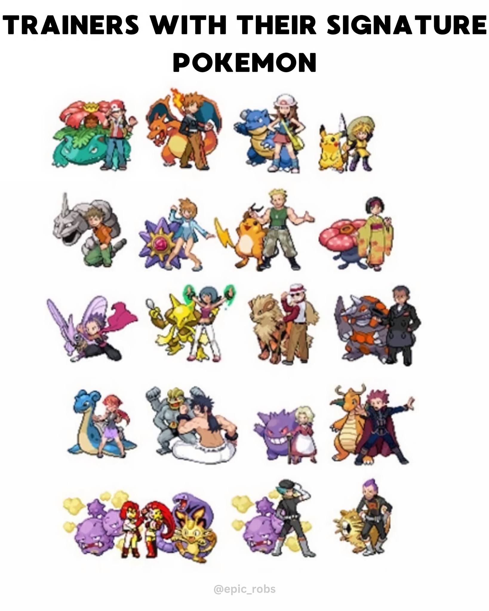 Iconic trainers with their unforgettable signature Pokémon 