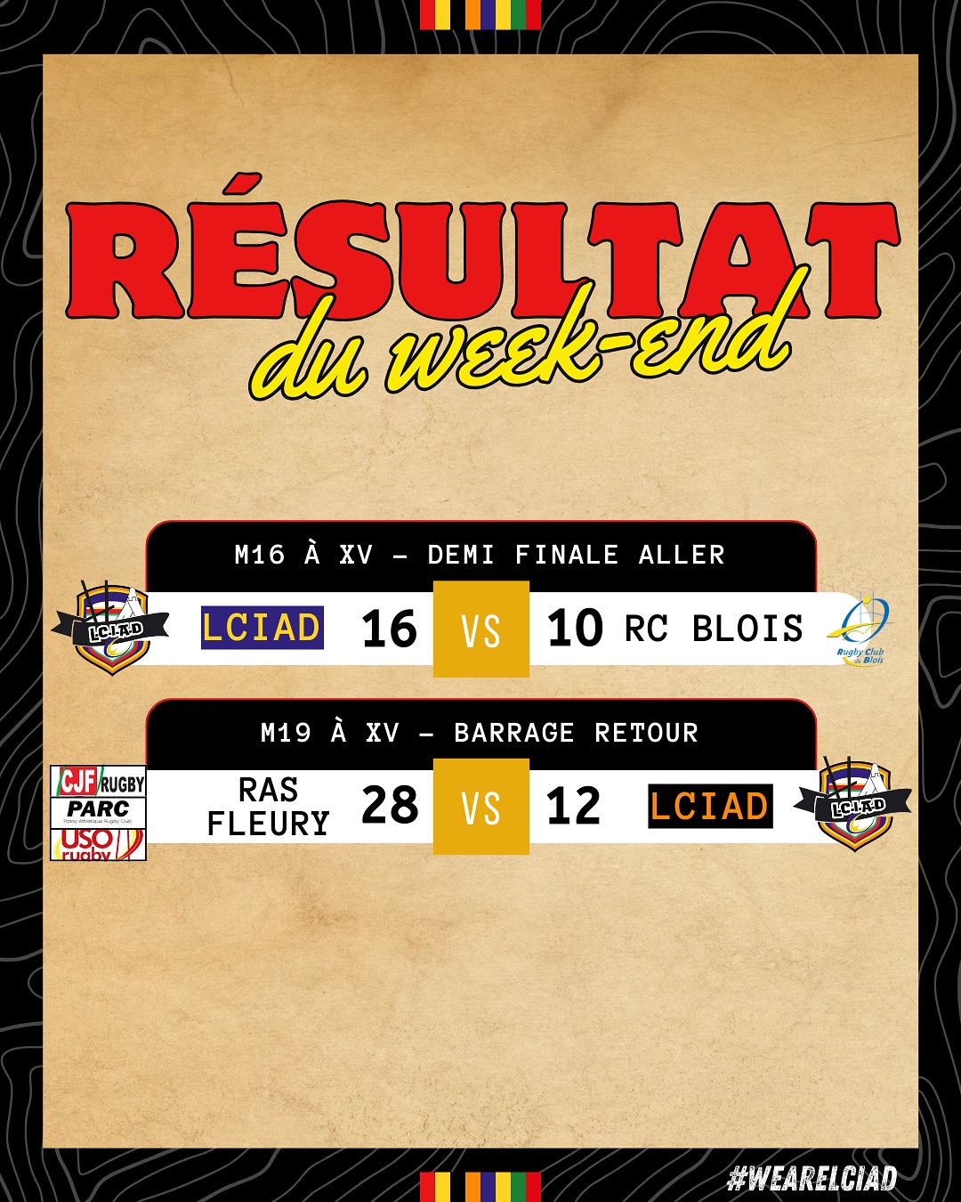 RCMD - 🔥 𝗥𝗘́𝗦𝗨𝗟𝗧𝗔𝗧𝗦 𝗗𝗨 𝗪𝗘𝗘𝗞-𝗘𝗡𝗗 🔥 🏉 𝗠𝟭𝟲 𝗔̀ 𝗫𝗩 -... | Facebook
