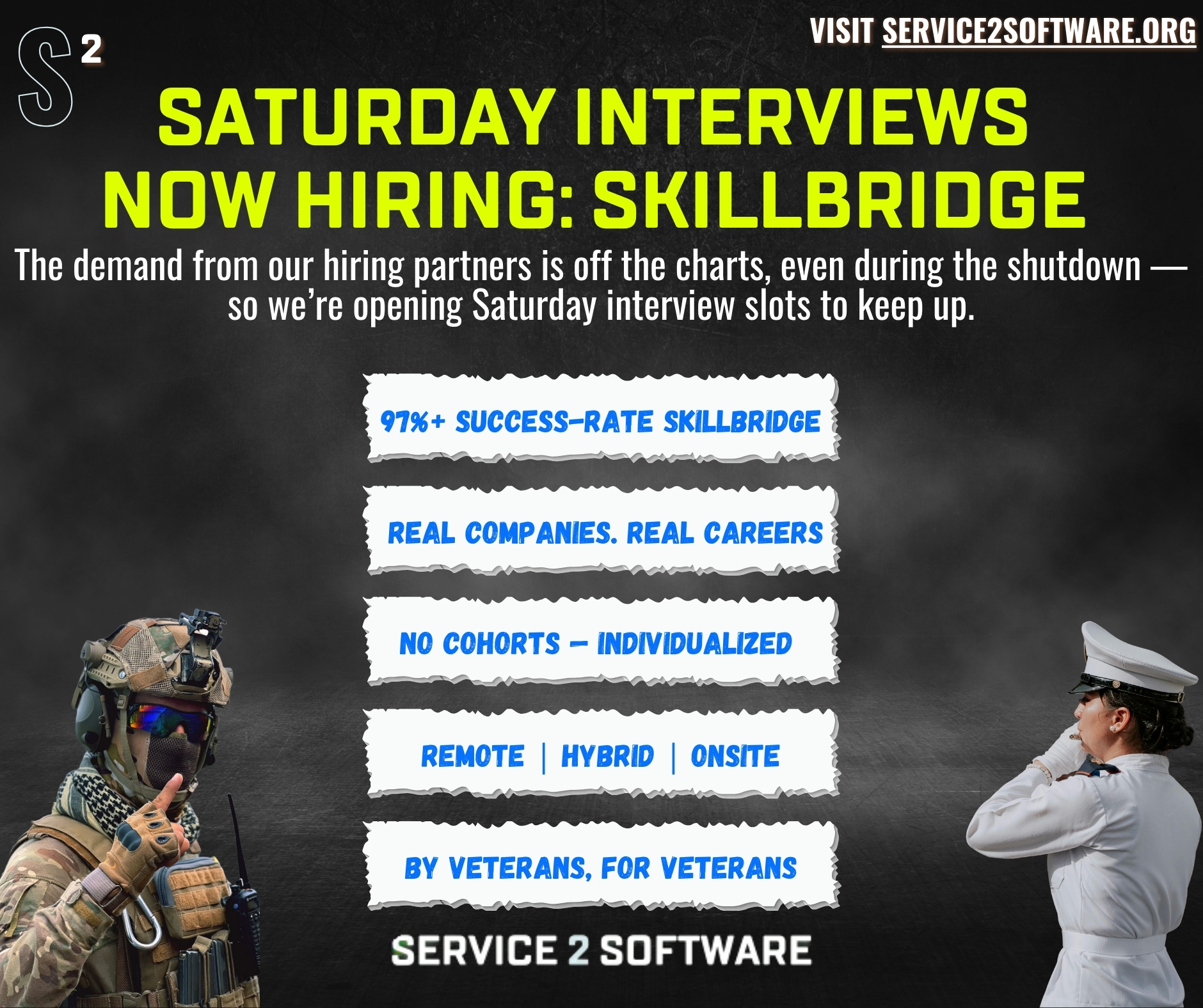 Service - Now Hiring: Transitioning Veterans — Saturday SkillBridge ...