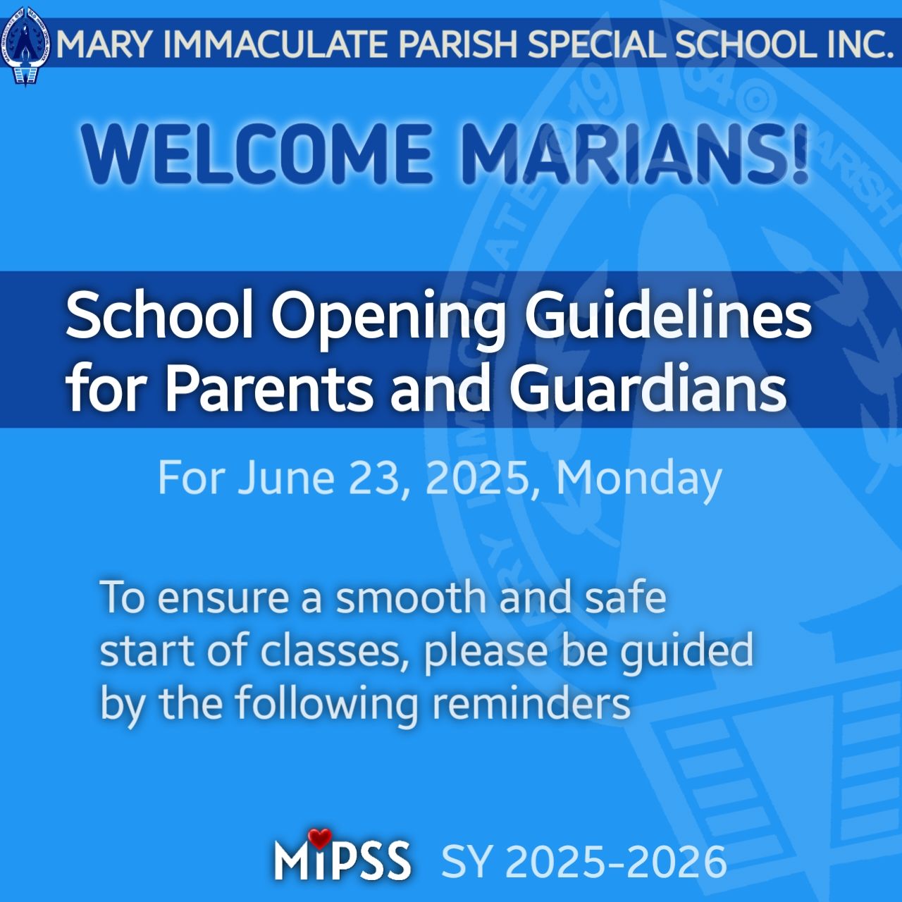 MIPSS Inc. - 🎉 WELCOME MARIANS! School Opening Guidelines... | Facebook