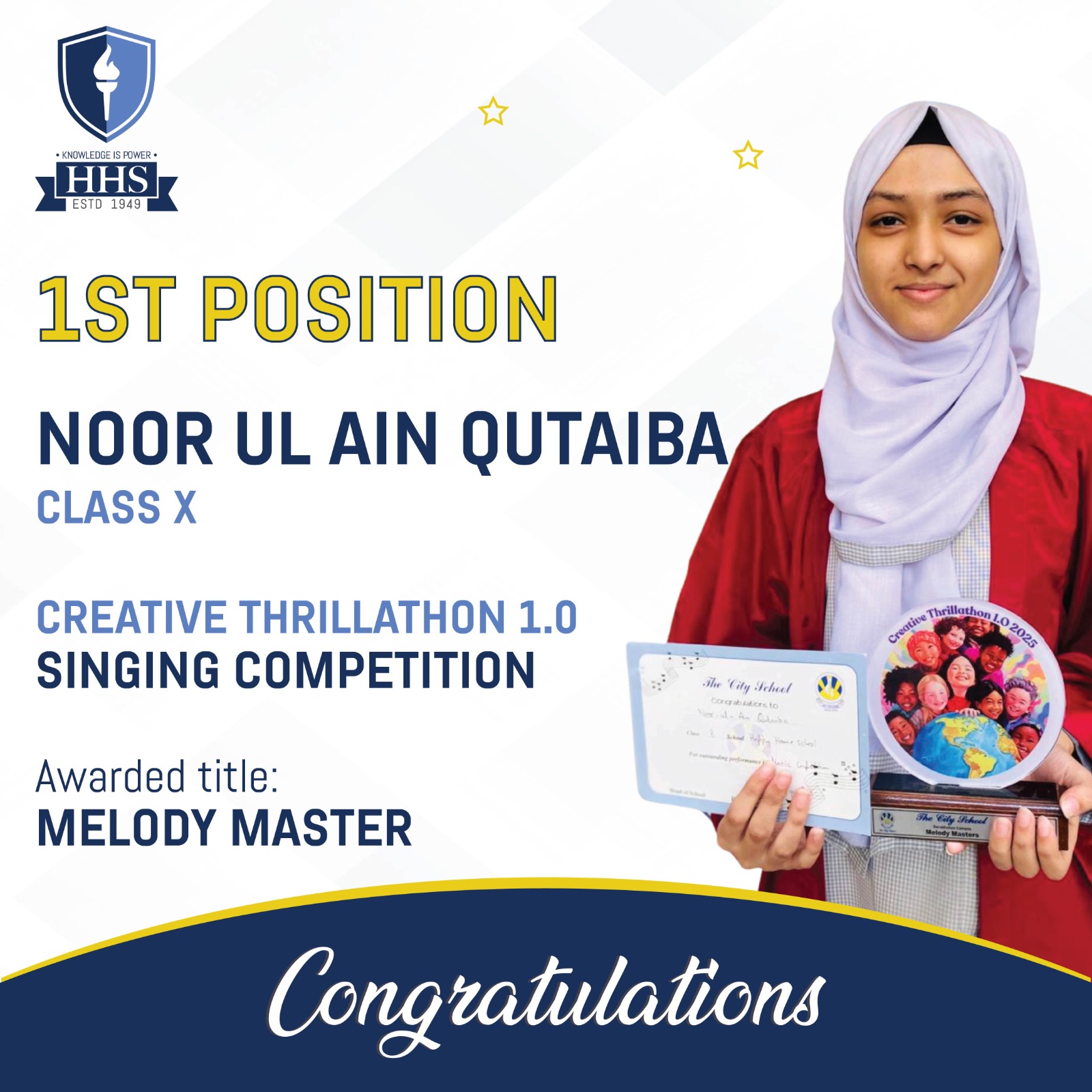 HHS - HHS School System is delighted to announce that our student Noor ...