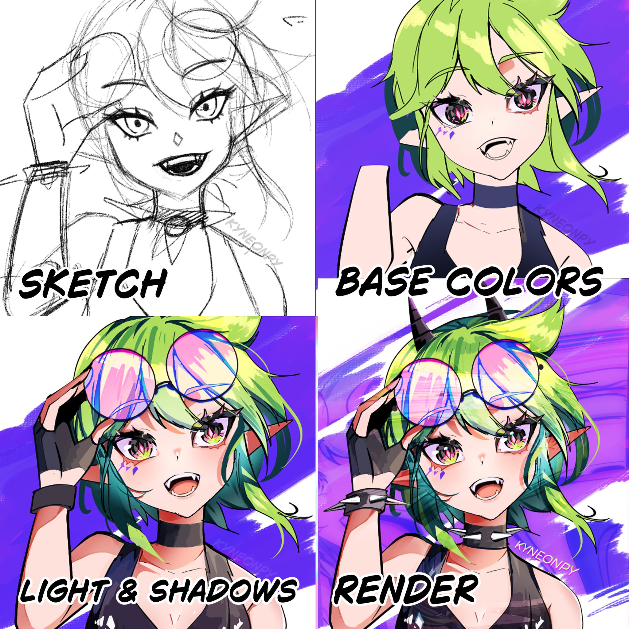 Kyneonpy - Matcha is LIFE! 💚 The effect on the render layer is the same ...