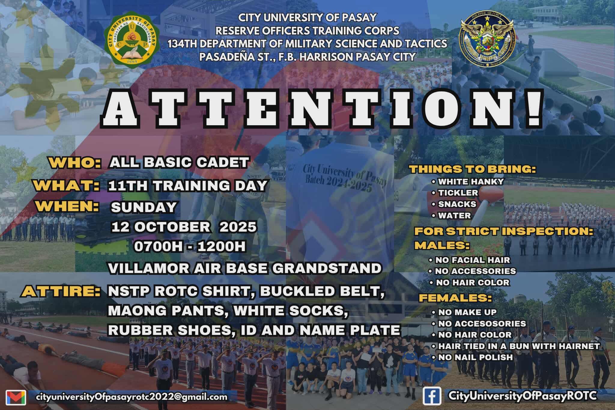 ATTENTION! GOOD DAY... - City University of Pasay ROTC | Facebook