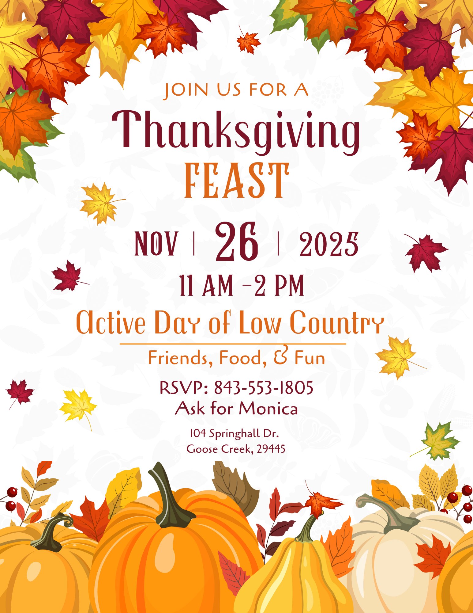 🍂🦃 You’re Invited to Our... - Active Day of Low Country | Facebook