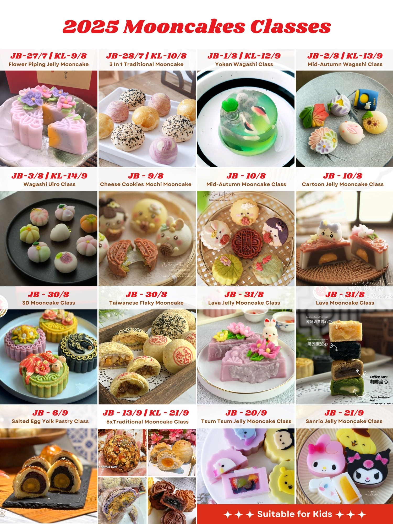 Grace Cakery - 🌕 16款月饼课程 Mooncake classes 2025 地点： JB -... | Facebook