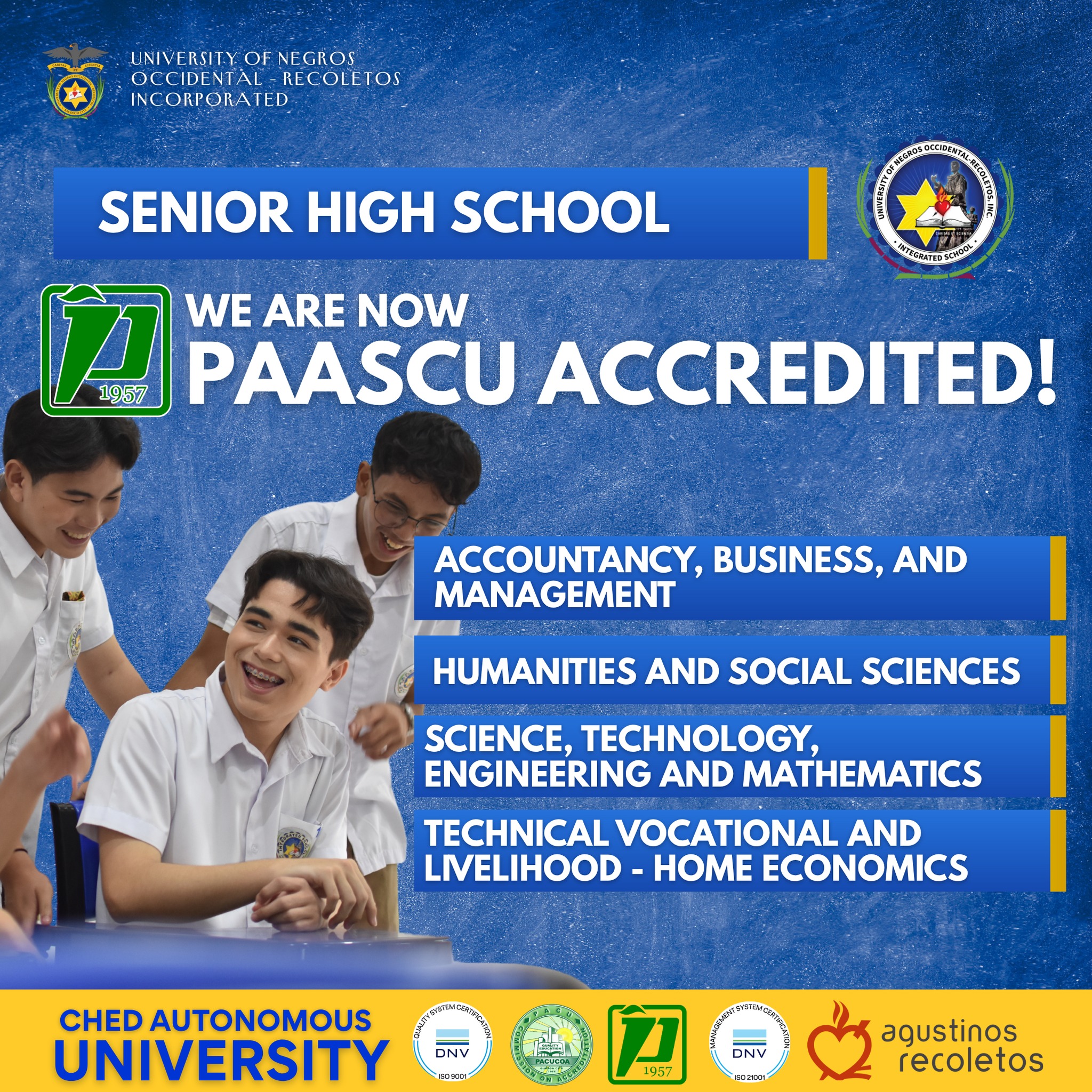 University - We are now PAASCU Accredited at UNO-R Senior High School ...