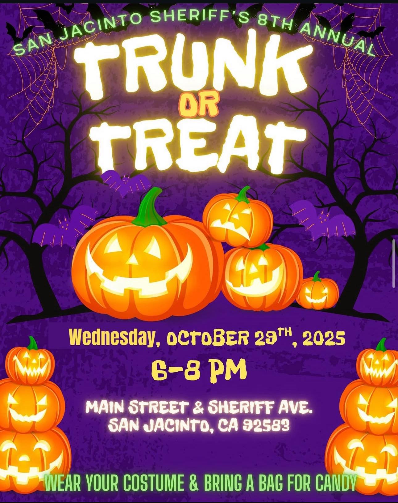 City - SAVE THE DATE: San Jacinto Sheriff's Annual Trunk or Treat Still ...