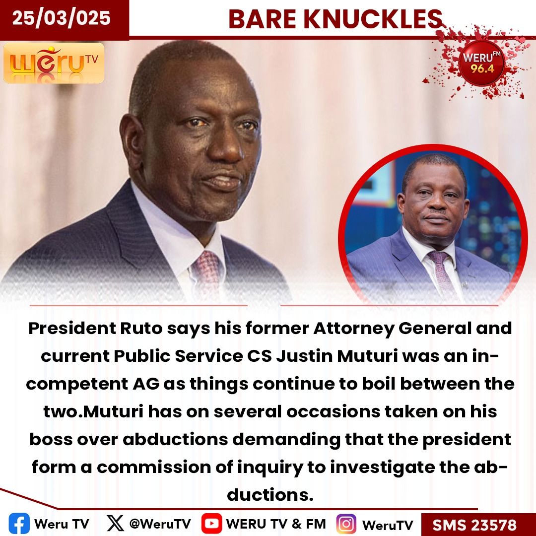 Weru - BARE KNUCKLES President Ruto says his former Attorney General ...