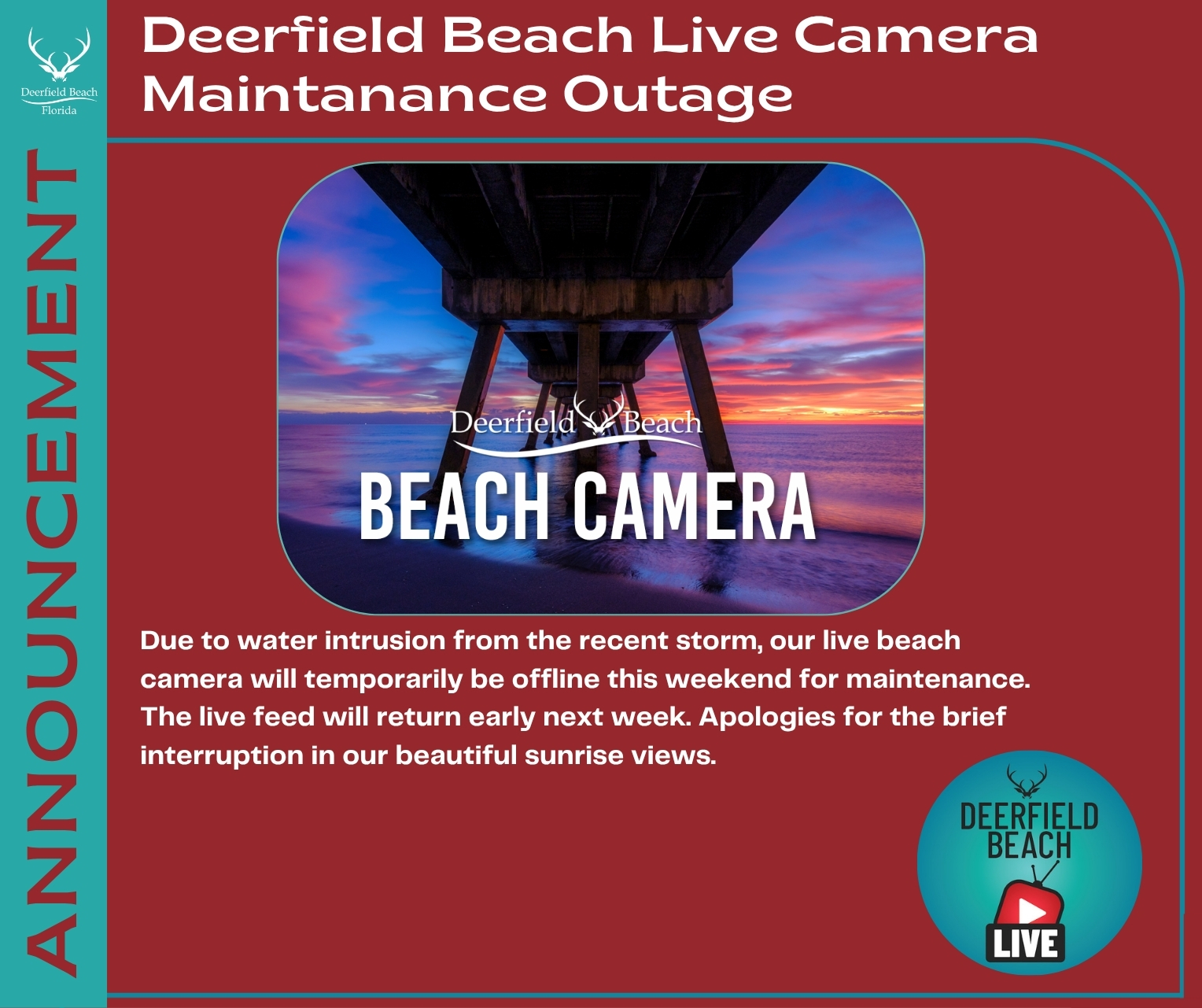 City - Taking a short pause! Our live beach camera is being taken ...