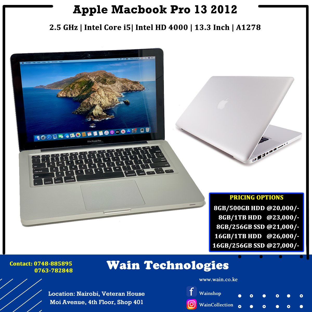 APPLE MACBOOK PRO 2012 CORE I5 2.5GHz, 8GB RAM, 500GB HDD, 13.3 