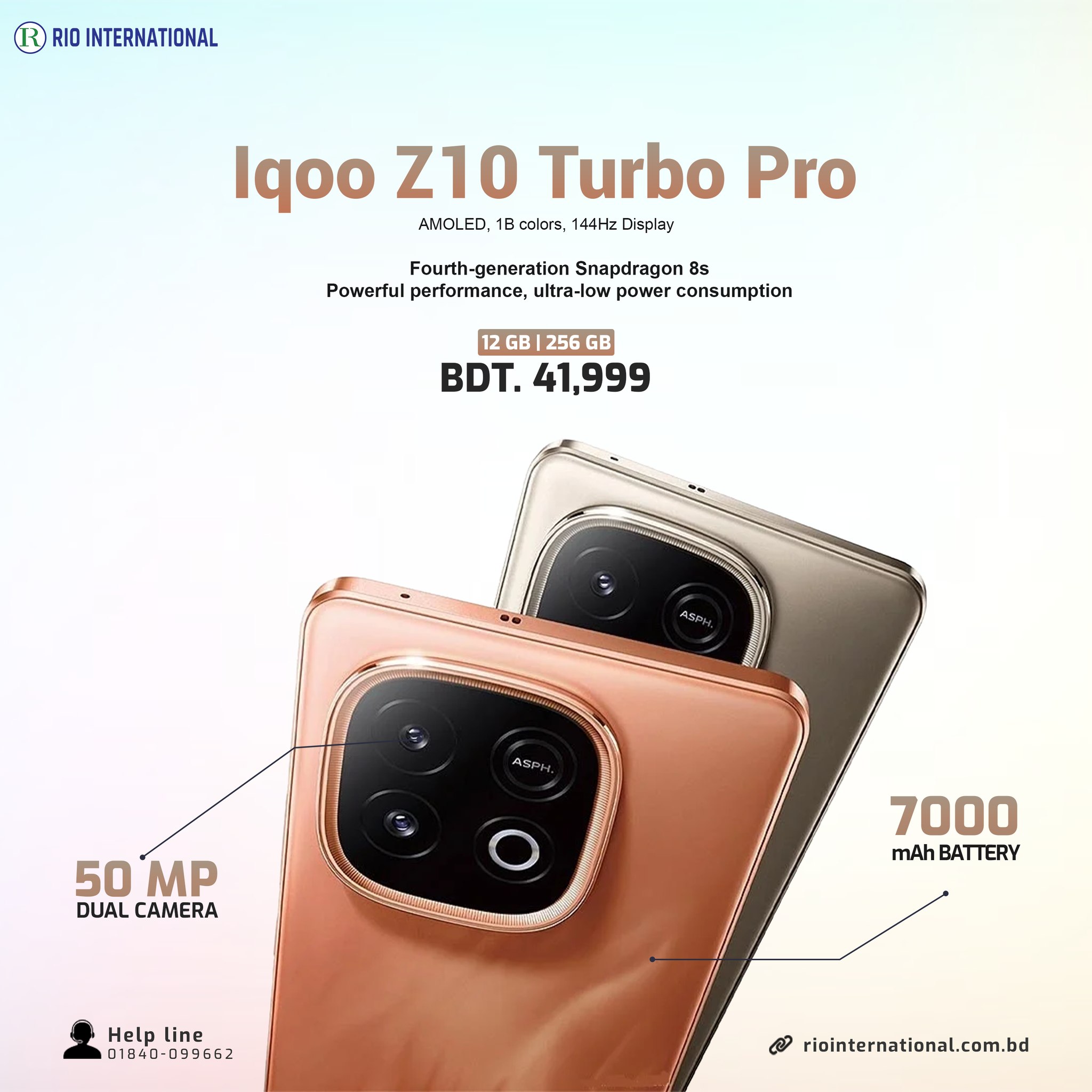 Vivo Iqoo Z10 Turbo Pro with 7000 mAh Battery 12/256 GB মাত্র 
