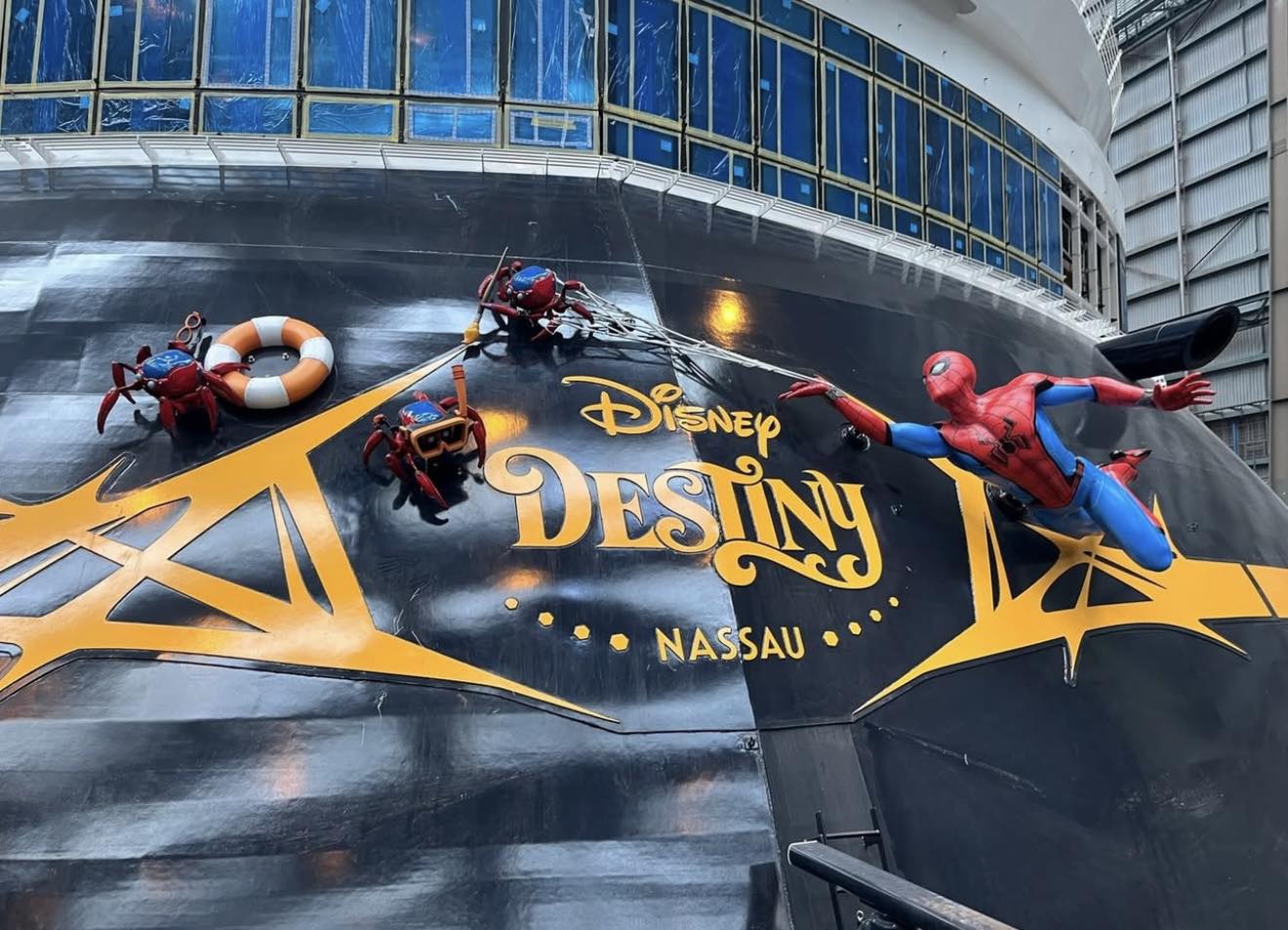 The aft design on the Disney Destiny featuring Spider-Man is a