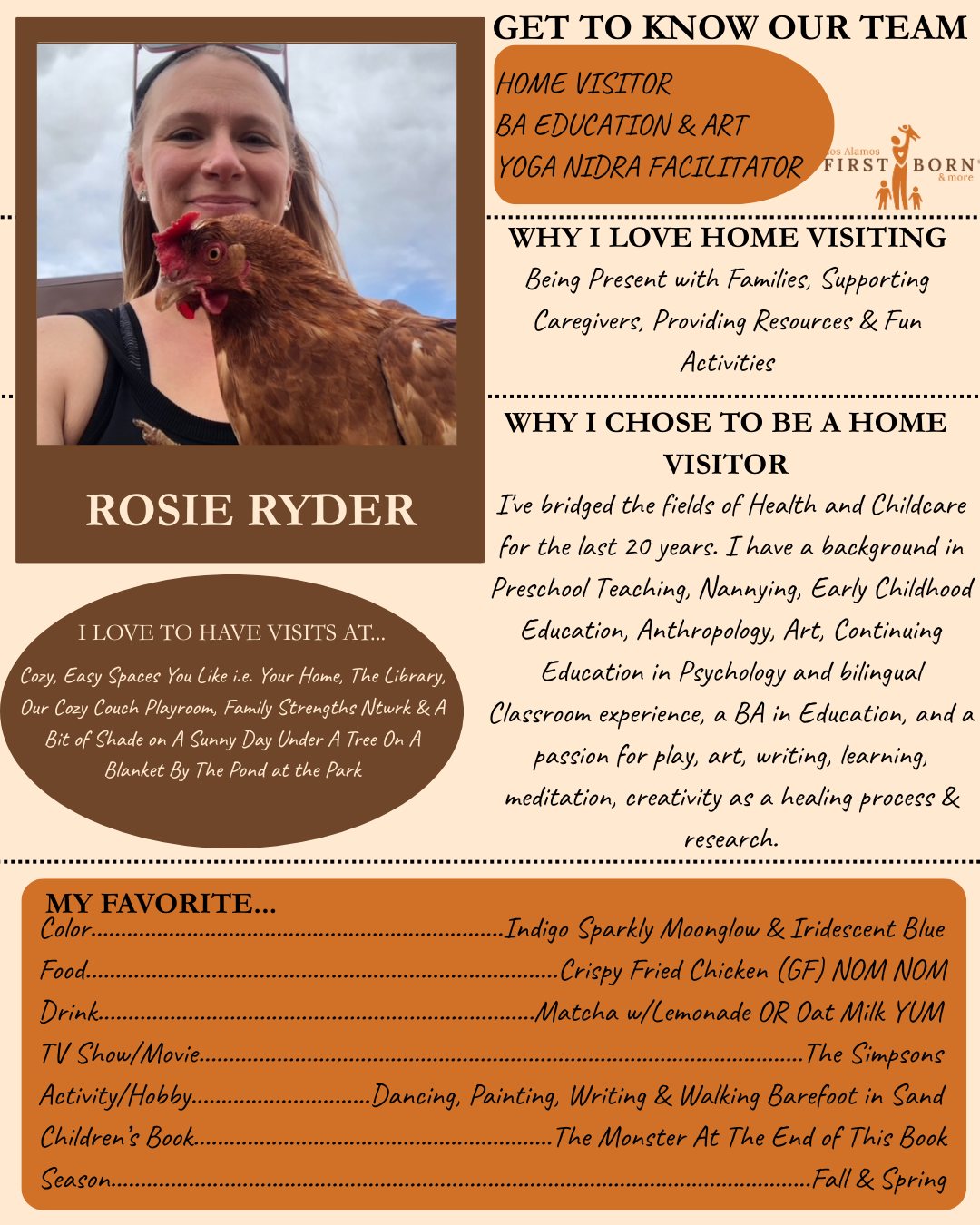 First - Meet Rosie! She’s new to our Home Visiting team, full of warm ...