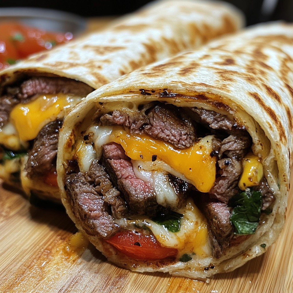 Recette - Wrap au steak et au fromage fondant Ingrédients (pour 2 wraps ...