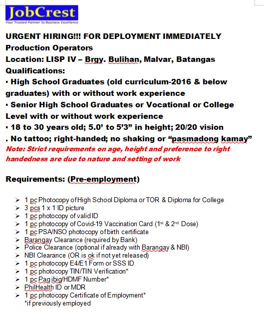 Peso Malvar - ️ ️LOCAL RECRUITMENT ACTIVITY ️ ️ New... | Facebook
