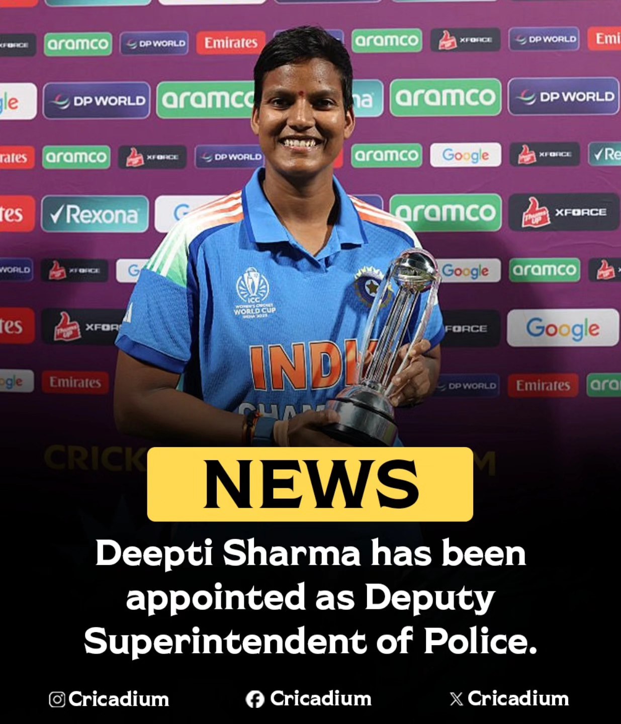 Cricadium - Deepti Sharma has been appointed as the Deputy... | Facebook