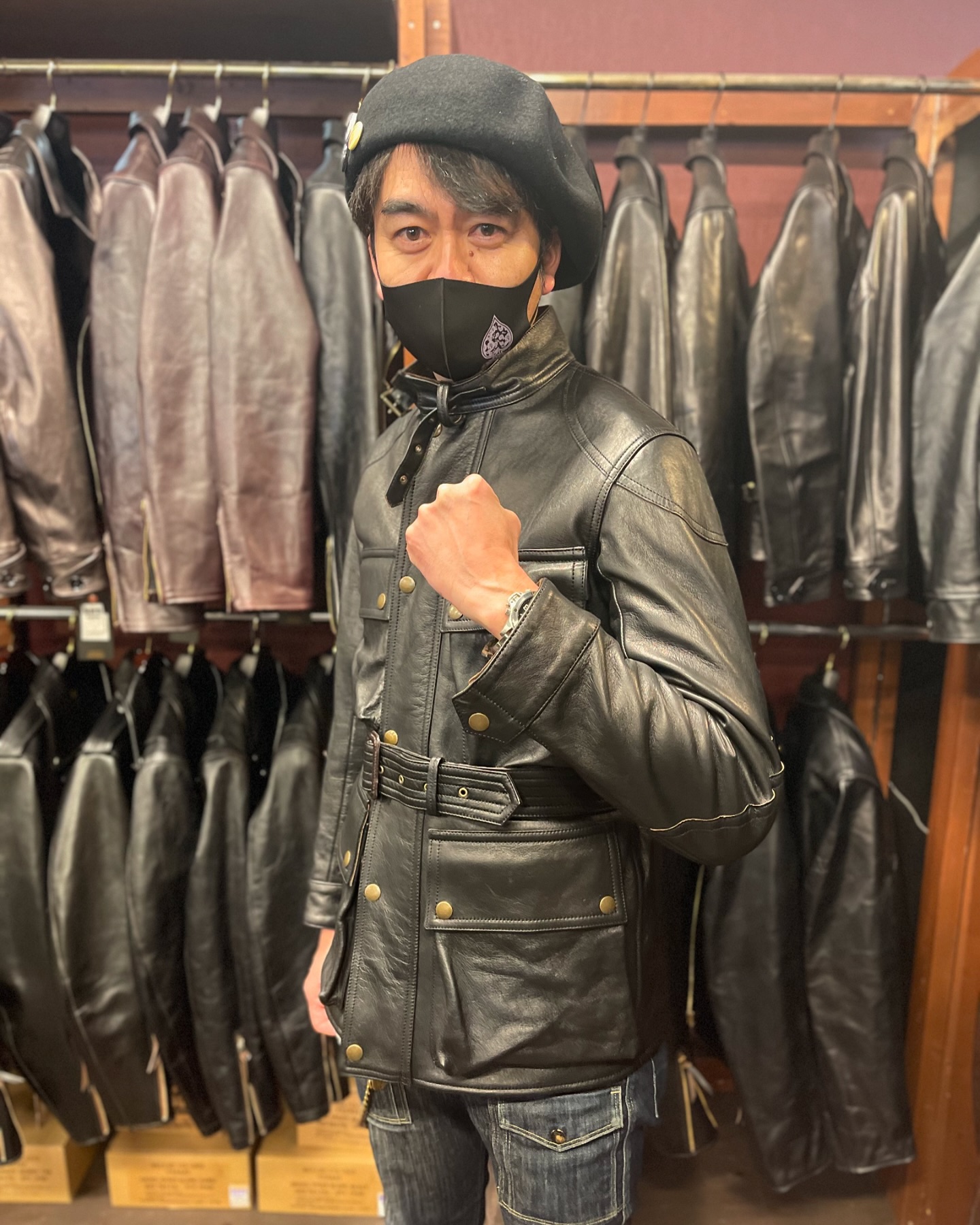 ADDICT CLOTHES AD-10L SHEEPSKIN BMC JACKET LONG BLACK お買い上げ