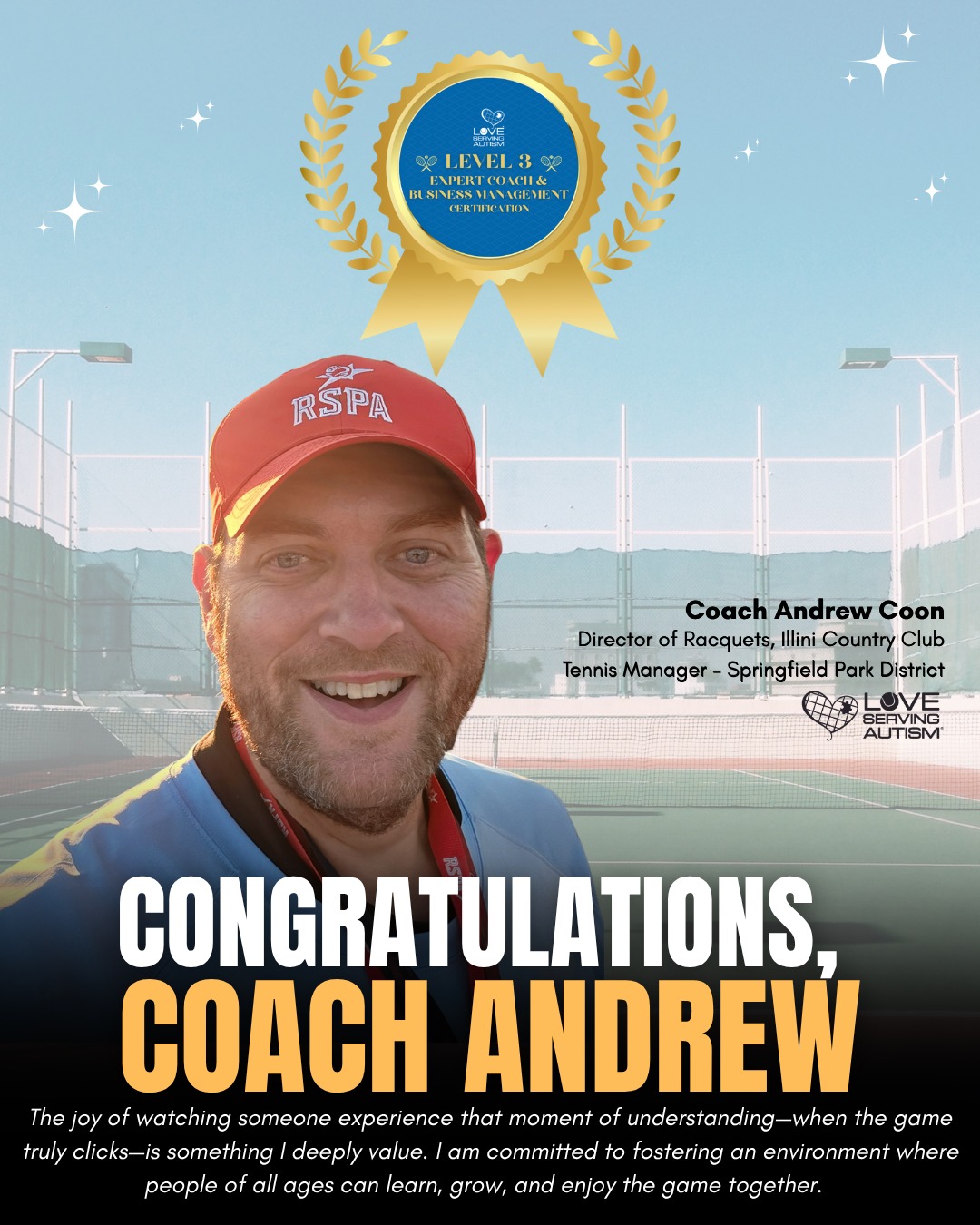 👏 Congratulations to Coach Andrew... - Love Serving Autism | Facebook