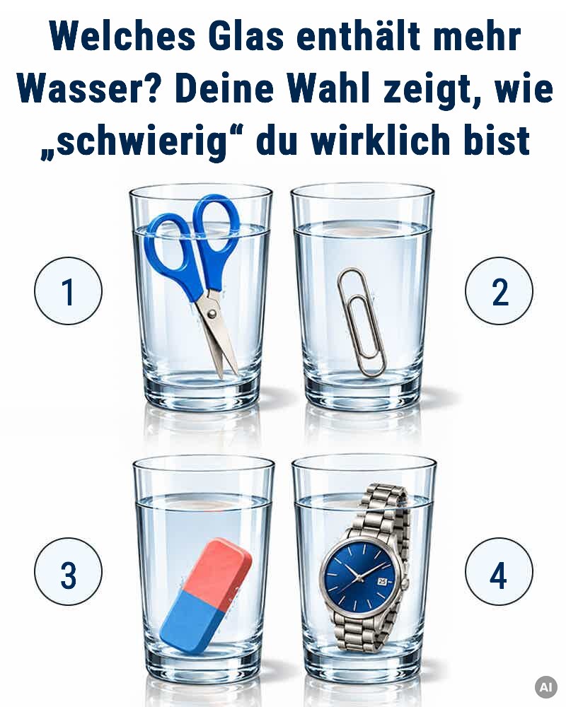 Welches Glas enthält mehr Wasser? Deine Wahl zeigt, wie „schwierig“ du wirklich bist