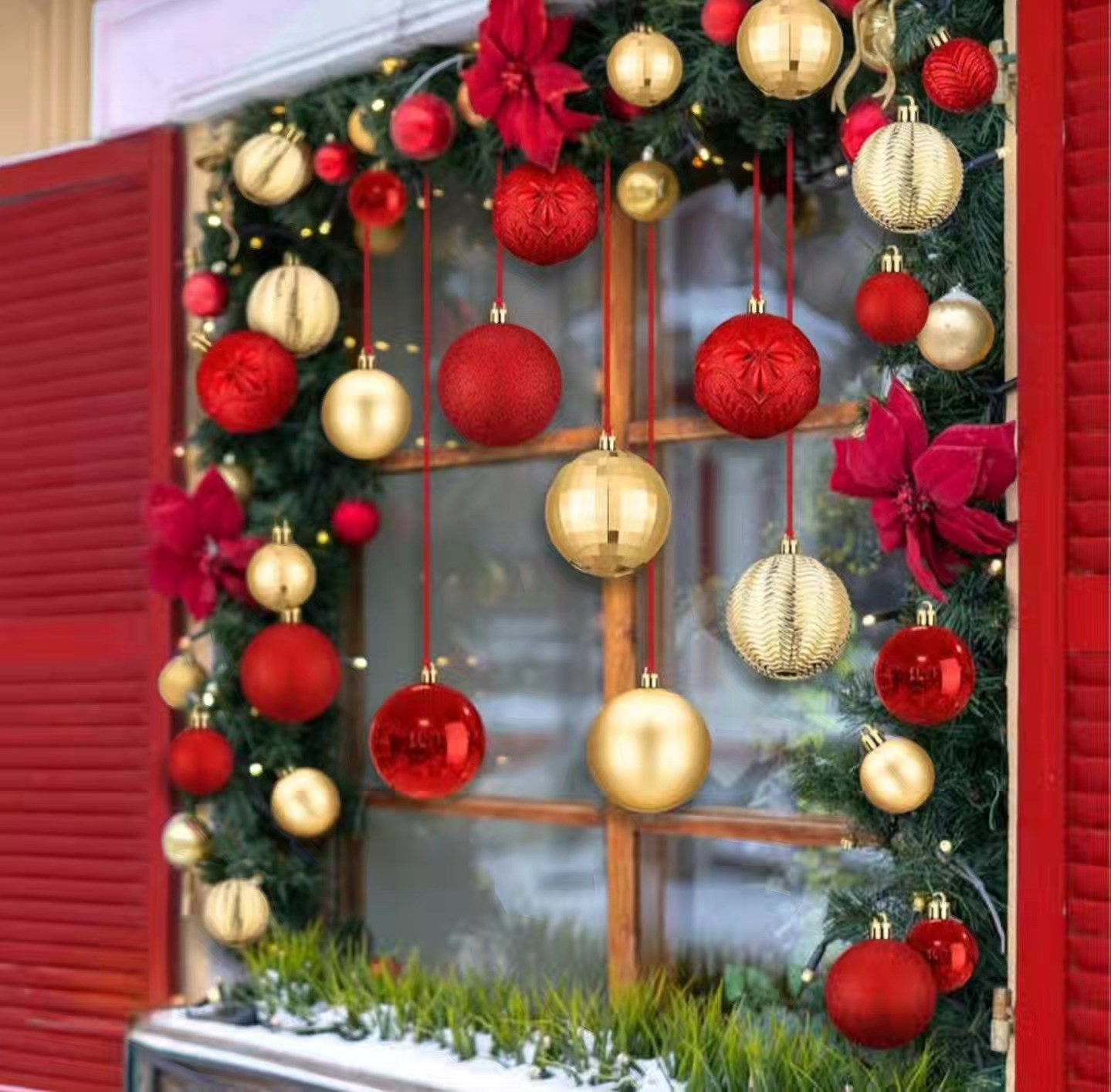 30 Pine Green Christmas Tree Baubles Shatterproof Hanging Decoration 4cm 5cm 6cm