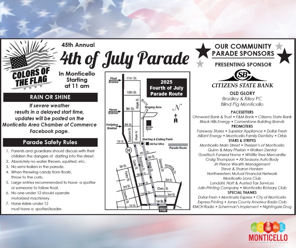 Monticello, - Help us celebrate at the 45th Annual 4th of July Parade ...