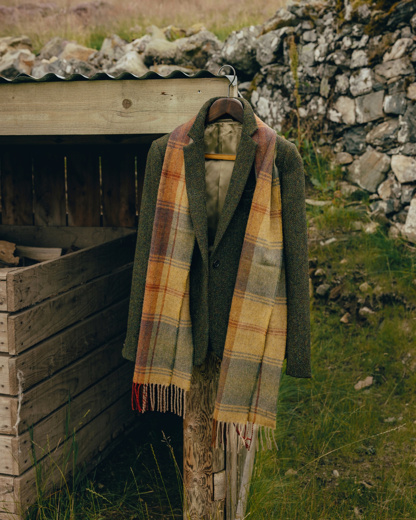 Arran Borders Tweed Jacket | Multicheck, Gold. There is something 