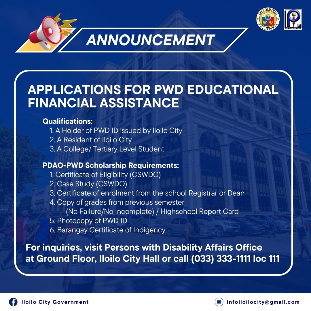 Iloilo - ANNOUNCEMENT ‼️ Acceptance of applications for Iloilo City PWD ...