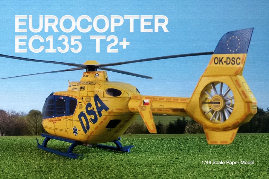 Paper - Eurocopter EC135 T2+ Papercraft – A Customizable 1/48 Scale ...