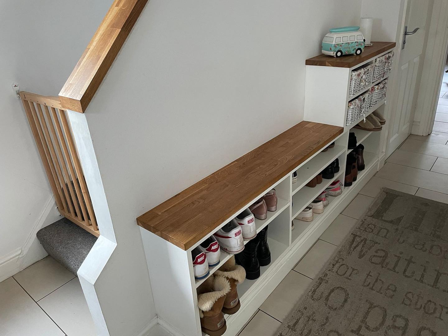 M V Carpentry - Hallway shoe rack and shoe seat with an...