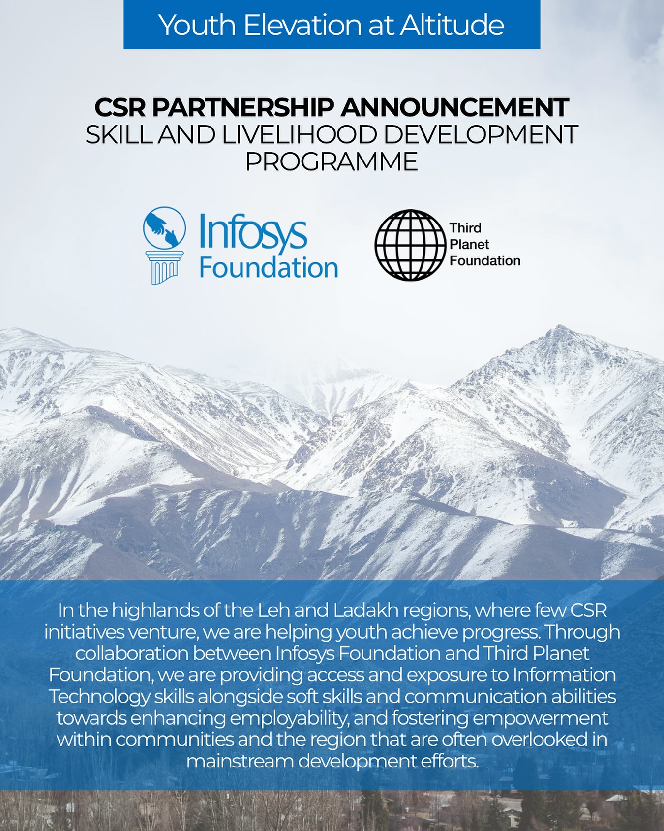 Third - We are proud to partner with Infosys Foundation to build a ...