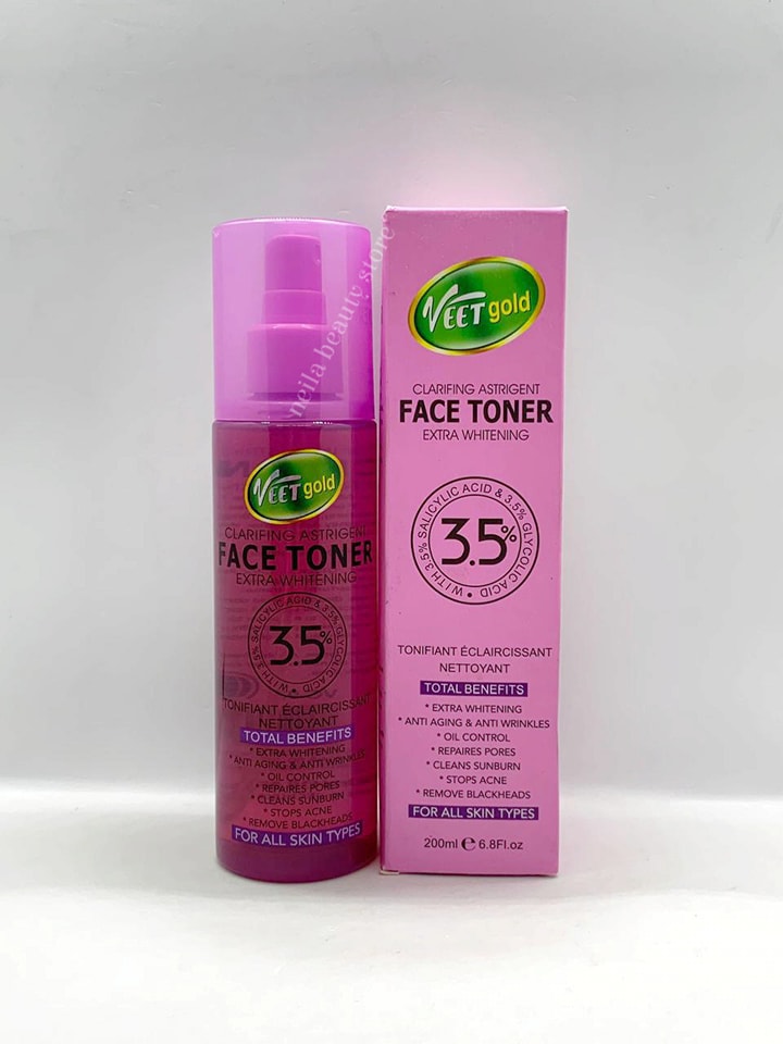 Toner Clarifiant Visage Veetgold - Anti-acné, Anti-taches, éclaircissant - 200ml - Neuf