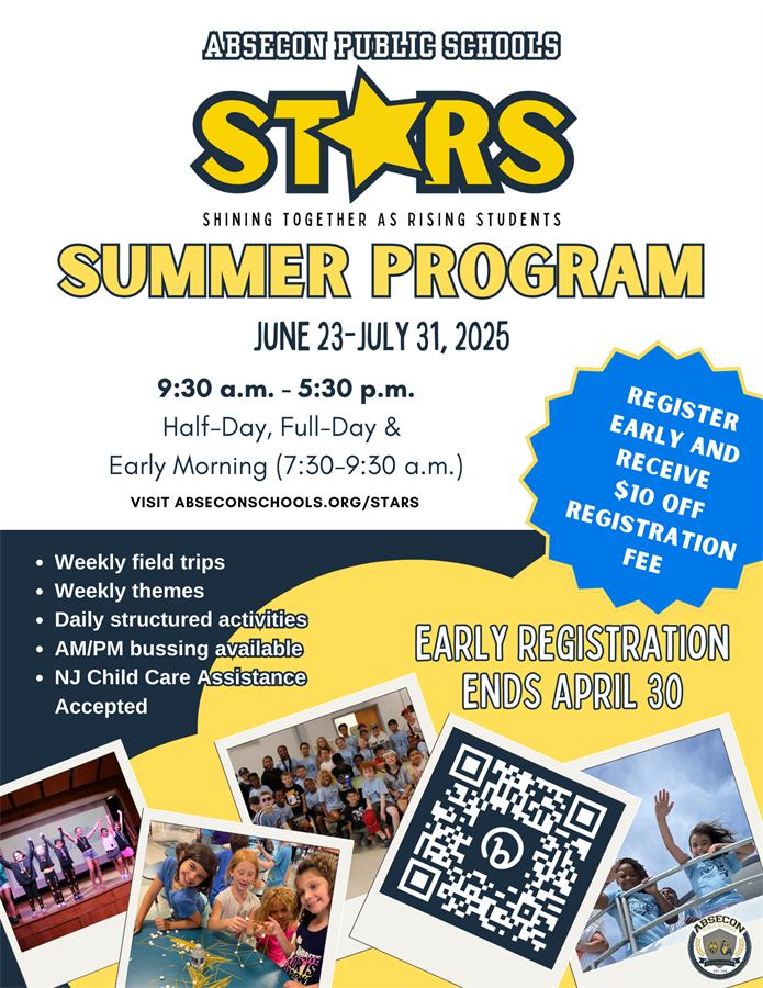 Absecon - Registration is open for the 2025 Summer STARS program. This ...