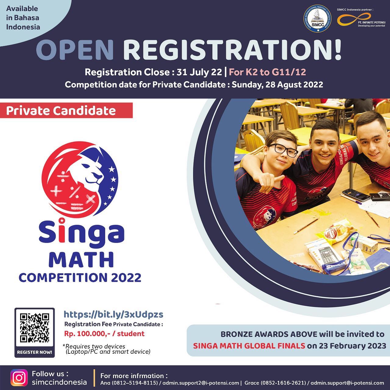 SIMCC Indonesia - GOOD NEWS 🤩🤩🥳 🤩SINGA MATH COMPETITION... | Facebook