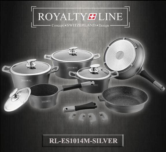 Batteria Di Pentole Professionale Royalty Line Switzerland - 16 Pezzi, Acciaio Inox 18/10