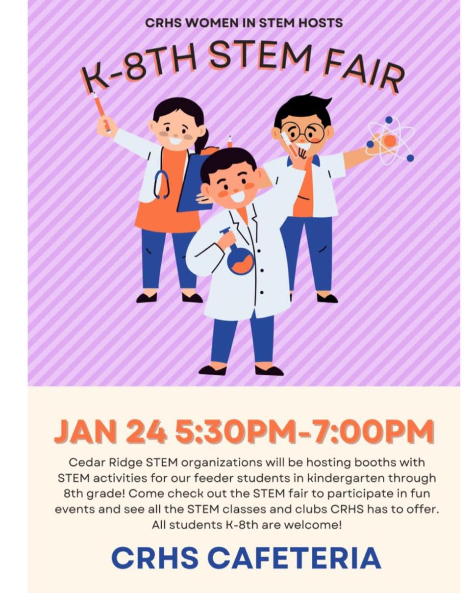 Callison - 🧑‍🔬🔬Friday, January 24th🔬📚 Cedar Ridge High School STEM FAIR ...