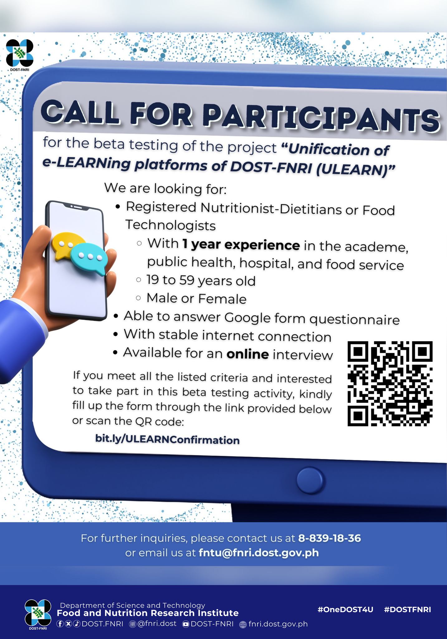 DOST-Food - 𝗖𝗮𝗹𝗹 𝗳𝗼𝗿 𝗽𝗮𝗿𝘁𝗶𝗰𝗶𝗽𝗮𝗻𝘁𝘀 𝗳𝗼𝗿 𝘁𝗵𝗲 𝗕𝗲𝘁𝗮 𝗧𝗲𝘀𝘁𝗶𝗻𝗴 𝗼𝗳 𝘁𝗵𝗲 𝗽𝗿𝗼𝗷𝗲𝗰𝘁 ...