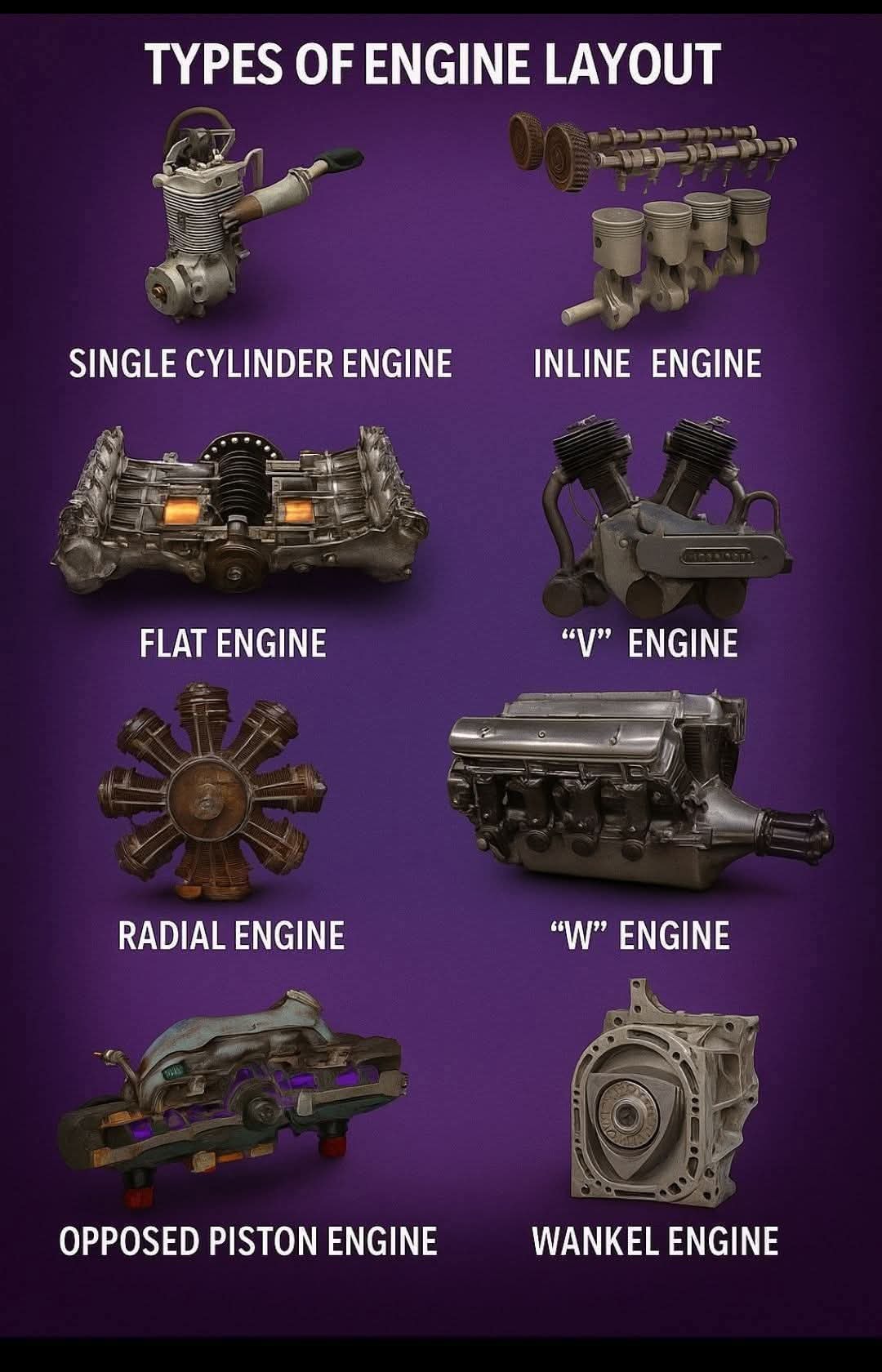 How - The image shows different types of engine configurations, each ...