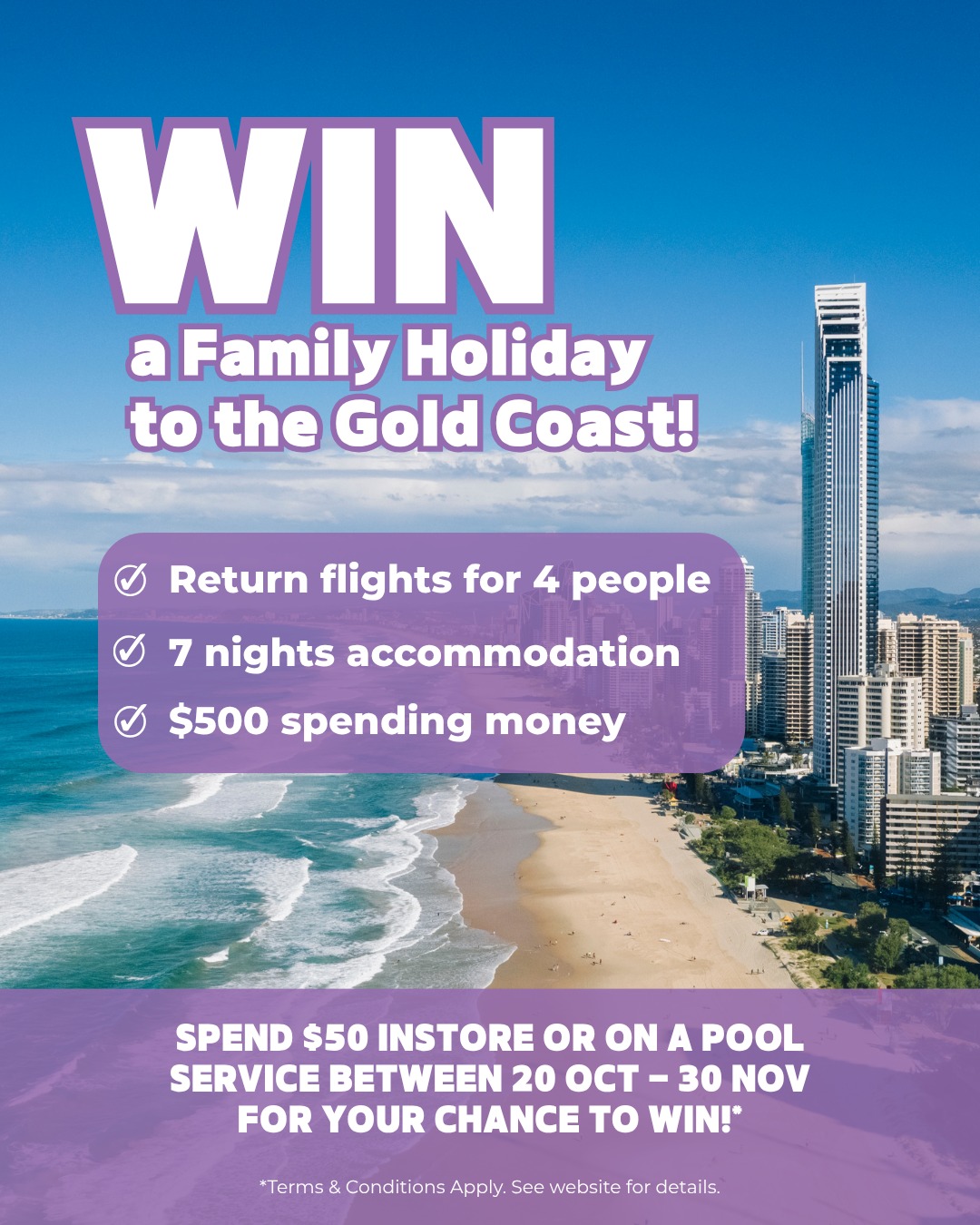 Poolwerx - Win a Family Holiday to the Gold Coast! ☀️ Spend over $50 at ...