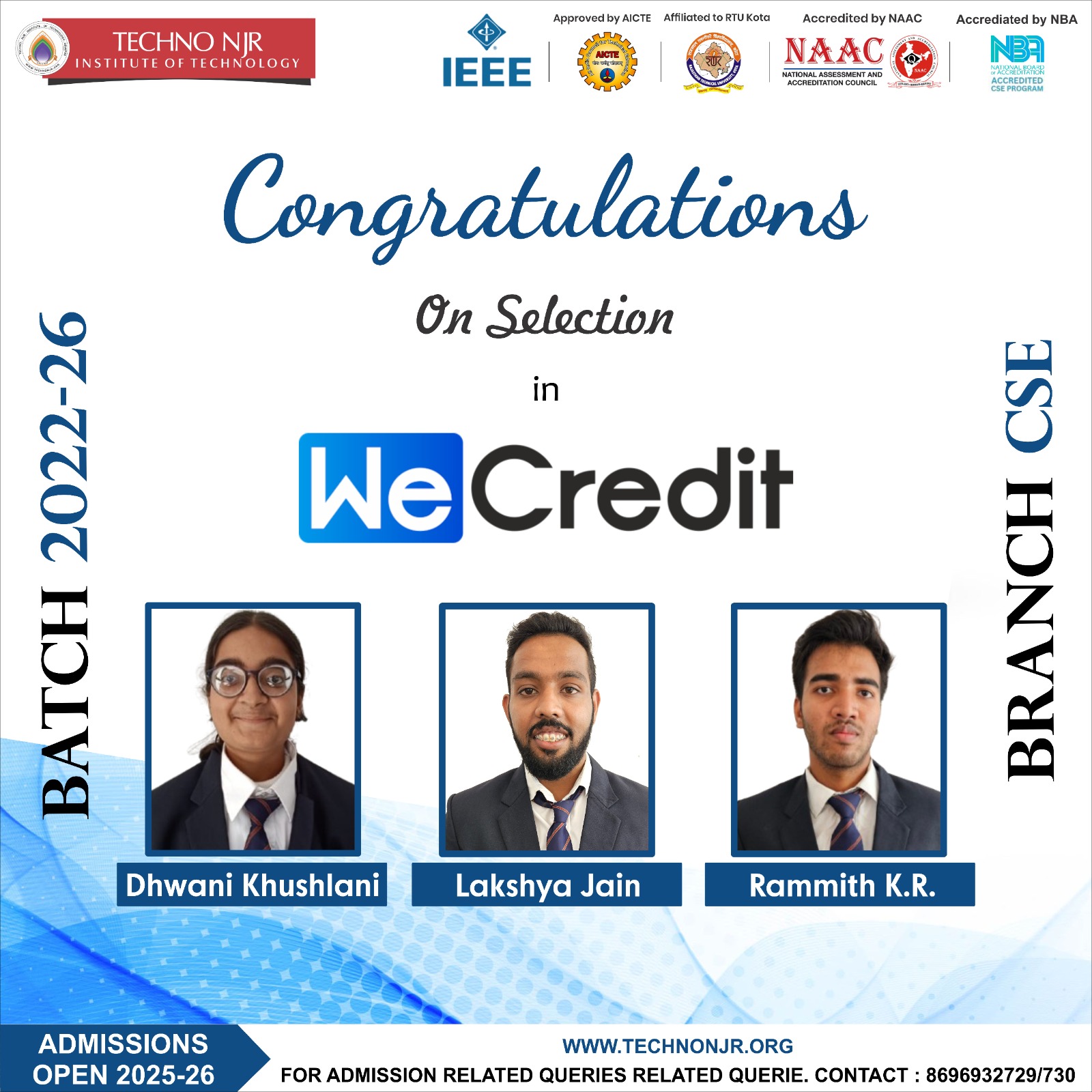 Techno - [Placement 2025-26] 🎉 Congratulations to Our Achievers! 🚀 We ...
