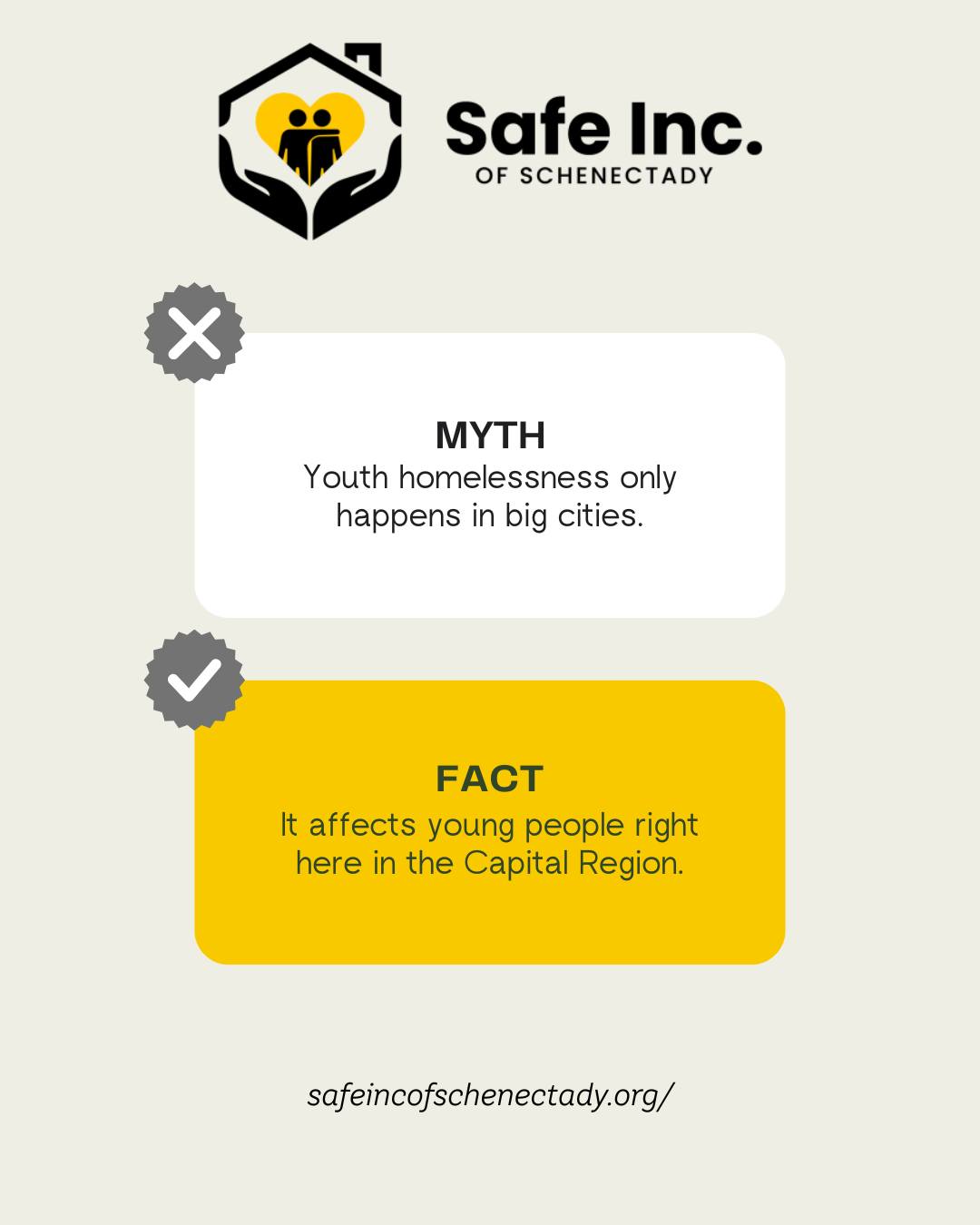 Myth: Youth homelessness only... - Safe Inc. of Schenectady | Facebook