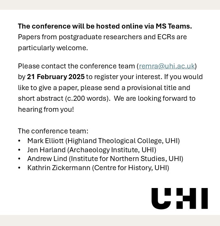 📣 CALL FOR PAPERS 📣 REMRA is... - UHI Centre for History | Facebook