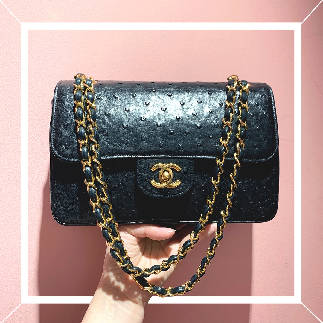 ✨Chanel Vintage Ostrich Leather CF Shoulder Bag✨﻿ ⚱️香奈儿