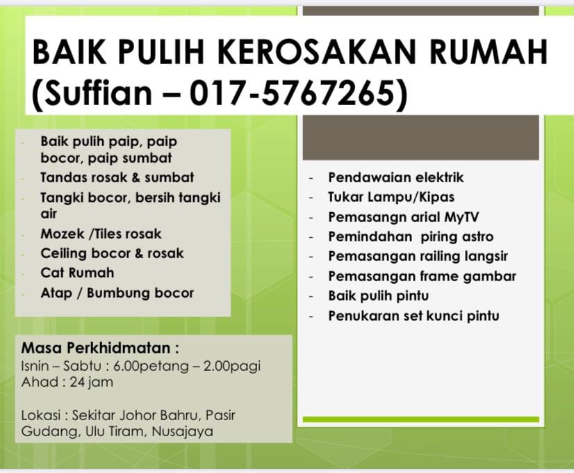 Perkhidmatan Baikpulih Kerosakan Rumah Posts Facebook
